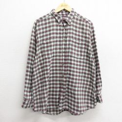 【50%OFF】XL★古着 FADED GLORY 長袖 フランネル シャツ メンズ コットン ボタンダウン 紫他 パープル チェック 24nov18 中古 トップス