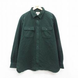 XL★古着 エルエルビーン LLBEAN 長袖 ヘビー フランネル シャツ メンズ 00年代 00s 大きいサイズ ロング丈 コットン 緑 グリーン 24nov18 中古 トップス