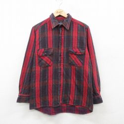 L★古着 ラングラー Wrangler 長袖 フランネル シャツ メンズ 90年代 90s コットン 赤他 レッド チェック 24nov18 中古 トップス