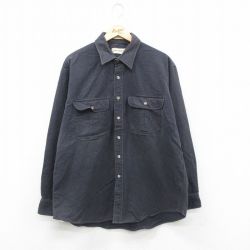 XL★古着 セントジョンズベイ 長袖 ヘビー フランネル シャツ メンズ 90年代 90s 大きいサイズ コットン 濃グレー 24nov18 中古 トップス