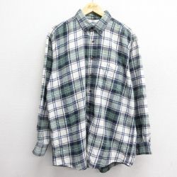 【50%OFF】XL★古着 アメリカンイーグル American Eagle 長袖 フランネル シャツ メンズ 00年代 00s コットン ボタンダウン 白他 ホワイト チェック 24nov25 中古 トップス