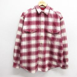 XL★古着 エディーバウアー 長袖 ヘビー フランネル シャツ メンズ 00年代 00s コットン エンジ他 チェック 24nov25 中古 トップス