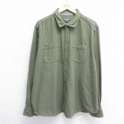 XL★古着 エディーバウアー 長袖 フランネル シャツ メンズ 大きいサイズ コットン 薄緑 グリーン 24nov27 中古 トップス