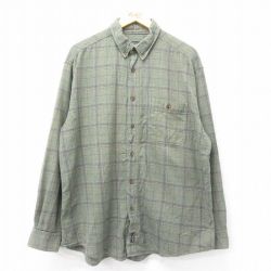 XL★古着 ウールリッチ WOOLRICH 長袖 フランネル シャツ メンズ 大きいサイズ コットン ボタンダウン 濃緑他 グリーン チェック 24nov28 中古 トップス