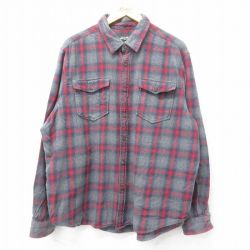 XL★古着 エディーバウアー 長袖 フランネル シャツ メンズ 大きいサイズ コットン グレー他 チェック 24nov28 中古 トップス