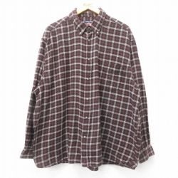 XL★古着 ラングラー Wrangler 長袖 フランネル シャツ メンズ 大きいサイズ コットン ボタンダウン 茶他 ブラウン チェック 24nov28 中古 トップス