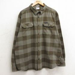 XL★古着 コロンビア COLUMBIA 長袖 フランネル シャツ メンズ 濃緑系他 グリーン チェック 24nov28 中古 トップス