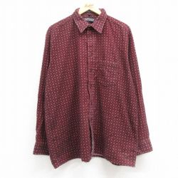 XL★古着 バンヒューセン 長袖 フランネル シャツ メンズ 90年代 90s 大きいサイズ コットン エンジ 24dec05 中古 トップス