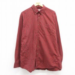 L★古着 ジェイクルー J.CREW 長袖 フランネル シャツ メンズ 00年代 00s コットン ボタンダウン 赤他 レッド チェック 24dec05 中古 トップス