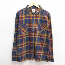 L★古着 リーバイス Levis 長袖 フランネル シャツ メンズ コットン 紺他 ネイビー チェック 24dec05 中古 トップス