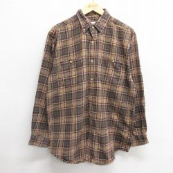 XL★古着 カーハート Carhartt 長袖 フランネル シャツ メンズ コットン 茶他 ブラウン チェック 24dec05 中古 トップス