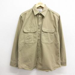 XL★古着 長袖 ヘビー フランネル シャツ メンズ 80年代 80s コットン USA製 ベージュ カーキ 【spe】 24dec07 中古 トップス