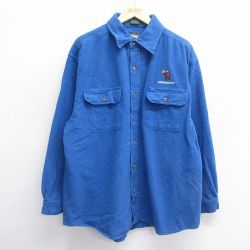【20%OFF】XL★古着 長袖 ヘビー フランネル シャツ メンズ 00年代 00s シカ 大きいサイズ コットン 青 ブルー 24dec07 中古 トップス
