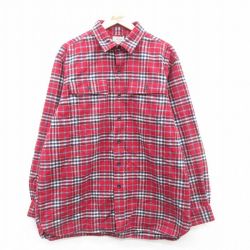 【50%OFF】XL★古着 エルエルビーン LLBEAN 長袖 フランネル シャツ メンズ 00年代 00s ロング丈 コットン 赤他 レッド チェック 24dec09 中古 トップス