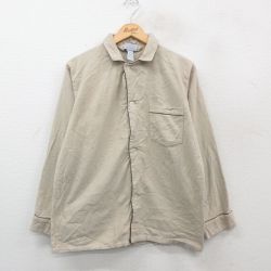 M★古着 バンヒューセン 長袖 フランネル シャツ メンズ コットン ベージュ他 カーキ 24dec09 中古 トップス