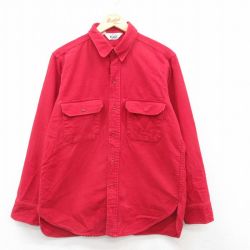 L★古着 ウールリッチ WOOLRICH 長袖 ヘビー フランネル シャツ メンズ 80年代 80s USA製 赤 レッド 24dec09 中古 トップス