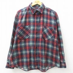 XL★古着 マックレガー 長袖 フランネル シャツ メンズ 00年代 00s 大きいサイズ コットン 紺他 ネイビー チェック 24dec16 中古 トップス