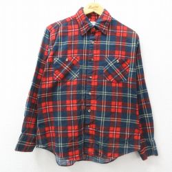 【50%OFF】XL★古着 長袖 フランネル シャツ メンズ 90年代 90s コットン 赤他 レッド チェック 24dec16 中古 トップス