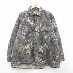 XL★古着 長袖 ヘビー フランネル シャツ メンズ 90年代 90s モッシーオーク 大きいサイズ コットン USA製 茶他 ブラウン 迷彩 【spe】 24dec17 中古 トップス