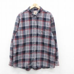 XL★古着 レッドヘッド 長袖 フランネル シャツ メンズ 大きいサイズ コットン ボタンダウン 紺他 ネイビー チェック 24dec17 中古 トップス