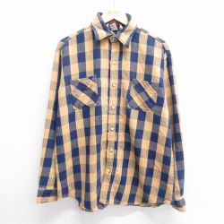 XL★古着 ビッグマック 長袖 ヘビー フランネル シャツ メンズ 80年代 80s ボロ コットン USA製 紺他 ネイビー バッファロー チェック 【spe】 24dec23 中古 トップス