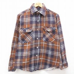 M★古着 長袖 フランネル シャツ メンズ 90年代 90s USA製 茶他 ブラウン チェック 24dec25 中古 トップス
