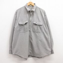 XL★古着 長袖 ヘビー フランネル シャツ メンズ 80年代 80s 大きいサイズ グレー 霜降り 25jan14 中古 トップス