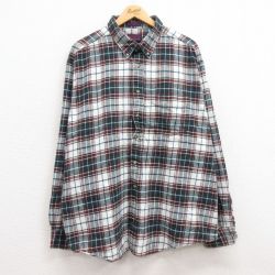 XL★古着 アロー 長袖 フランネル シャツ メンズ 90年代 90s 大きいサイズ コットン ボタンダウン 白他 ホワイト チェック 25jan14 中古 トップス
