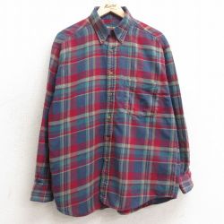 【20%OFF】L★古着 アメリカンイーグル American Eagle 長袖 フランネル シャツ メンズ 00年代 00s コットン ボタンダウン 紺他 ネイビー チェック 25jan16 中古 トップス