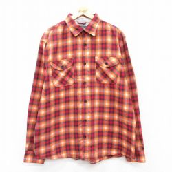 XL★古着 長袖 フランネル シャツ メンズ 赤他 レッド チェック 25jan23 中古 トップス