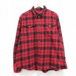 【50%OFF】XL★古着 エディーバウアー 長袖 フランネル シャツ メンズ 大きいサイズ コットン 赤他 レッド チェック 25jan27 中古 トップス