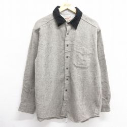 XL★古着 ウールリッチ WOOLRICH 長袖 ウール シャツ メンズ 90年代 90s USA製 グレー 25feb04 中古 トップス
