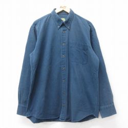 XL★古着 カベラス 長袖 フランネル シャツ メンズ 00年代 00s コットン ボタンダウン 紺 ネイビー 25feb04 中古 トップス
