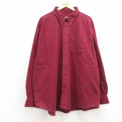 【50%OFF】XL★古着 ウールリッチ WOOLRICH 長袖 ヘビー フランネル シャツ メンズ 00年代 00s 大きいサイズ ロング丈 コットン ボタンダウン エンジ 25feb05 中古 トップス