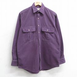 L★古着 セントジョンズベイ 長袖 ヘビー フランネル シャツ メンズ 90年代 90s コットン 紫 パープル 25feb08 中古 トップス