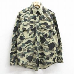 M★古着 カベラス 長袖 フランネル シャツ メンズ 80年代 80s ダックハンターカモ コットン USA製 ベージュ他 カーキ 迷彩 25feb08 中古 トップス