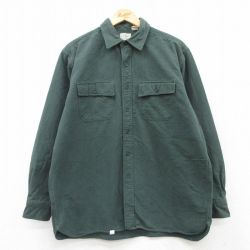 XL★古着 エルエルビーン LLBEAN 長袖 ヘビー フランネル シャツ メンズ 00年代 00s コットン 緑 グリーン 25feb13 中古 トップス