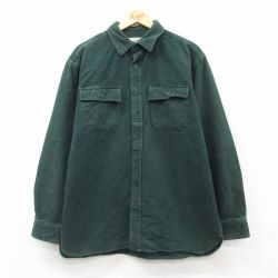 XL★古着 エルエルビーン LLBEAN 長袖 ヘビー フランネル シャツ メンズ 00年代 00s コットン 緑 グリーン 25feb13 中古 トップス