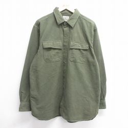 XL★古着 エルエルビーン LLBEAN 長袖 ヘビー フランネル シャツ メンズ 00年代 00s コットン 薄緑 グリーン 25feb14 中古 トップス