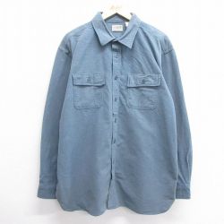 XL★古着 エルエルビーン LLBEAN 長袖 ヘビー フランネル シャツ メンズ 00年代 00s 大きいサイズ ロング丈 コットン 薄紺 ネイビー 25feb14 中古 トップス