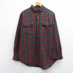 XL★古着 ラルフローレン Ralph Lauren 長袖 ブランド フランネル シャツ メンズ 90年代 90s 緑他 グリーン チェック 25feb14 中古 トップス