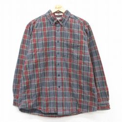 L★古着 エルエルビーン LLBEAN 長袖 ヘビー フランネル シャツ メンズ 00年代 00s コットン ボタンダウン グレー他 チェック 25feb17 中古 トップス