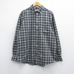 XL★古着 エルエルビーン LLBEAN 長袖 フランネル シャツ メンズ 00年代 00s コットン ボタンダウン グレー他 チェック 25feb18 中古 トップス