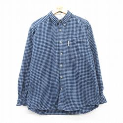 XL★古着 コロンビア COLUMBIA 長袖 フランネル シャツ メンズ 00年代 00s コットン ボタンダウン 紺 ネイビー チェック 25feb18 中古 トップス