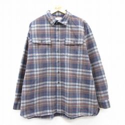 XL★古着 エルエルビーン LLBEAN 長袖 ヘビー フランネル シャツ メンズ 00年代 00s 大きいサイズ コットン 紺他 ネイビー 25feb18 中古 トップス