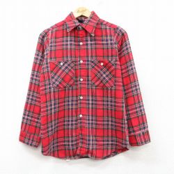 【50%OFF】S★古着 ビッグヤング 長袖 ヘビー フランネル シャツ メンズ 80年代 80s 赤他 レッド チェック 25feb20 中古 トップス