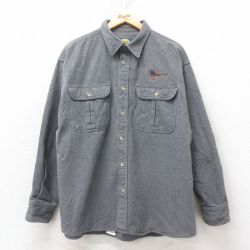 XL★古着 カベラス 長袖 フランネル シャツ メンズ 00年代 00s キジ 大きいサイズ コットン グレー 25feb20 中古 トップス