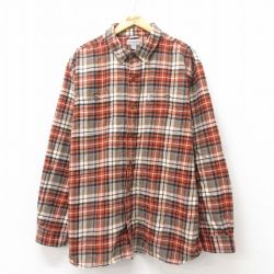 XL★古着 カーハート Carhartt 長袖 フランネル シャツ メンズ 大きいサイズ コットン ボタンダウン 茶他 ブラウン チェック 25feb20 中古 トップス