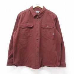 XL★古着 エディーバウアー 長袖 ヘビー フランネル シャツ メンズ コットン エンジ 25feb26 中古 トップス