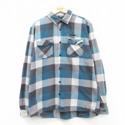 L★古着 バンズ VANS 長袖 ヘビー フランネル シャツ メンズ コットン 青緑他 チェック 25mar03 中古 トップス